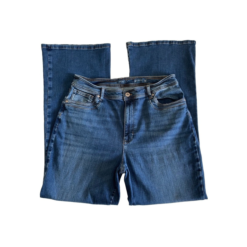 J.Jill Curvy High Rise Flare Jeans Size 14 Blue Stretch Denim Capsule Wardrobe - Picture 2 of 10